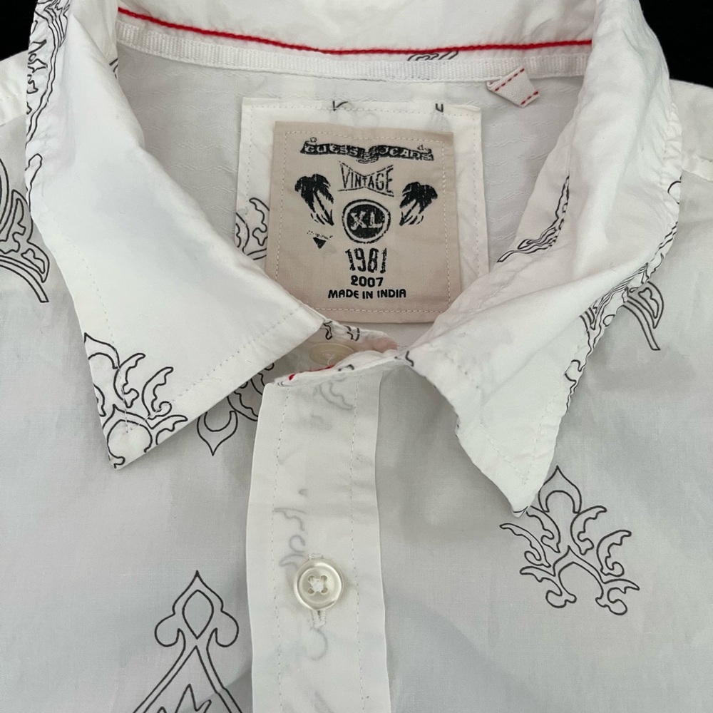 Guess White Casual Button Down Shirt with Elegant Embroidery